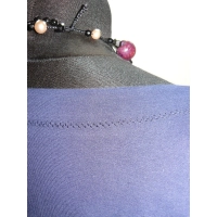 Bawełniana gruba BLUZA z wywijanym rękawem i haftem - granatowa